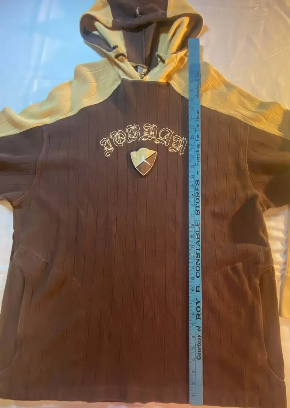 Jordan Hoodie Size XXL Brown Yellow Script Logo